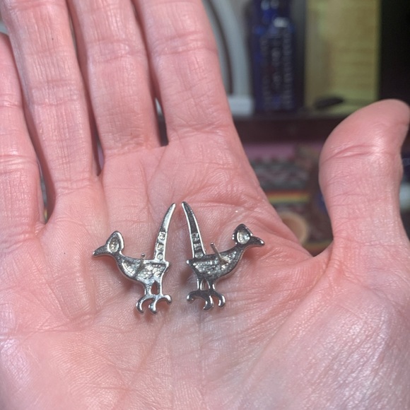 Vintage, Turquoise Roadrunner Earrings - Picture 6 of 7